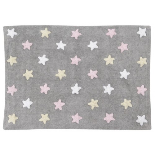 Alfombra Estrellas Tricolor Lorena Canals Gris - Rosa