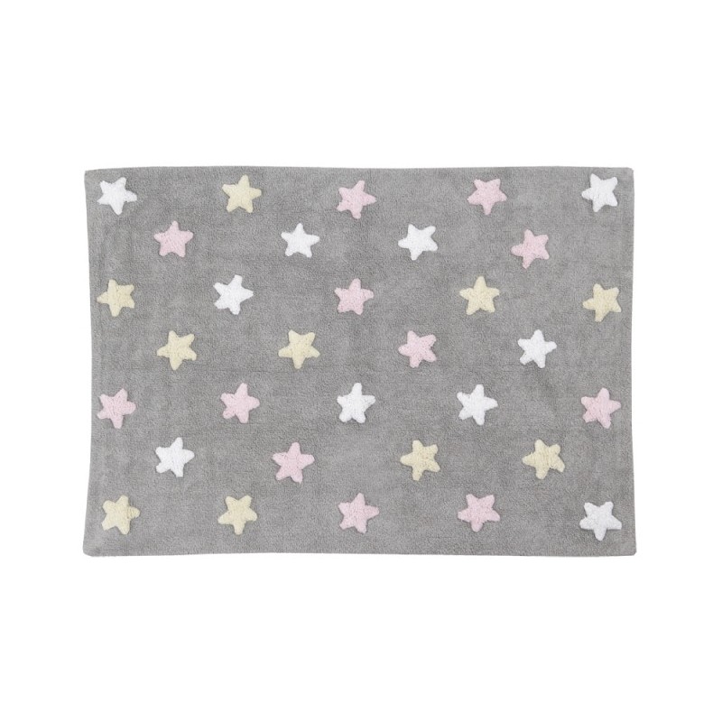 Alfombra Estrellas Tricolor Lorena Canals Gris - Rosa