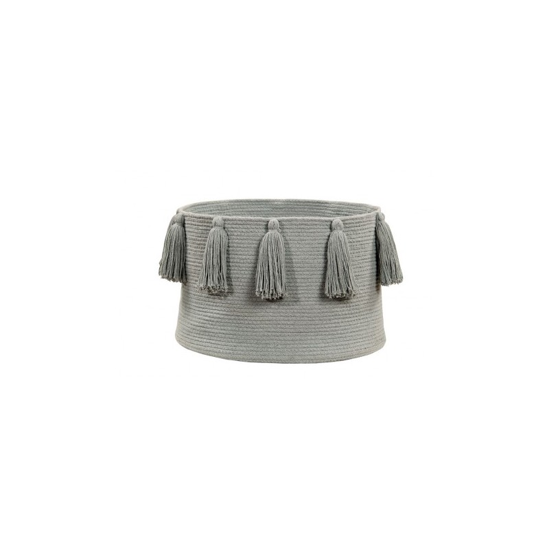 Cesta Tassels Gris Claro